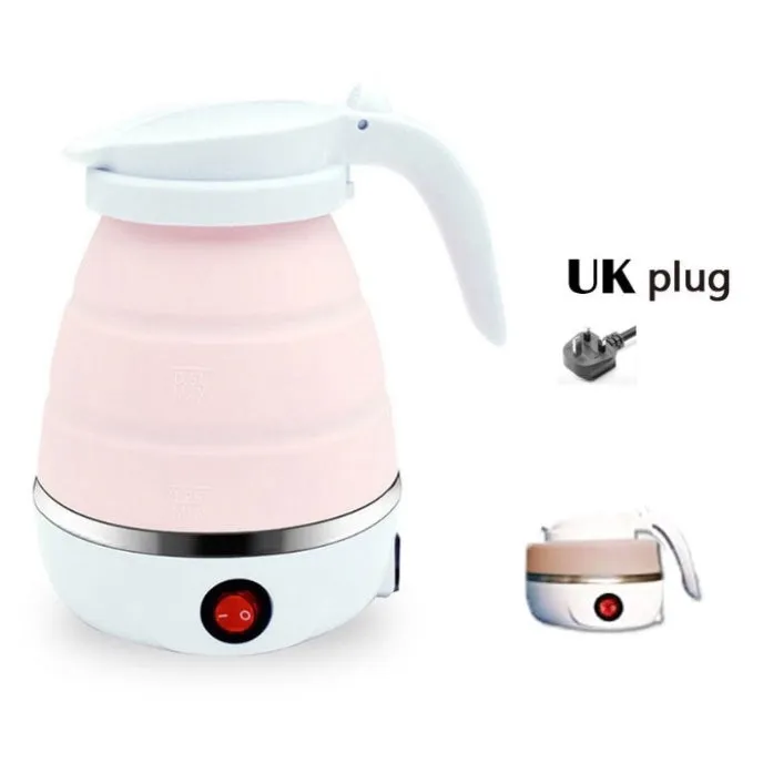 600ML Mini Folding Electric Travel Water Kettle 304 Stainless Steel Food Grade Silicone Kitchen Foldable Kettles Teapot