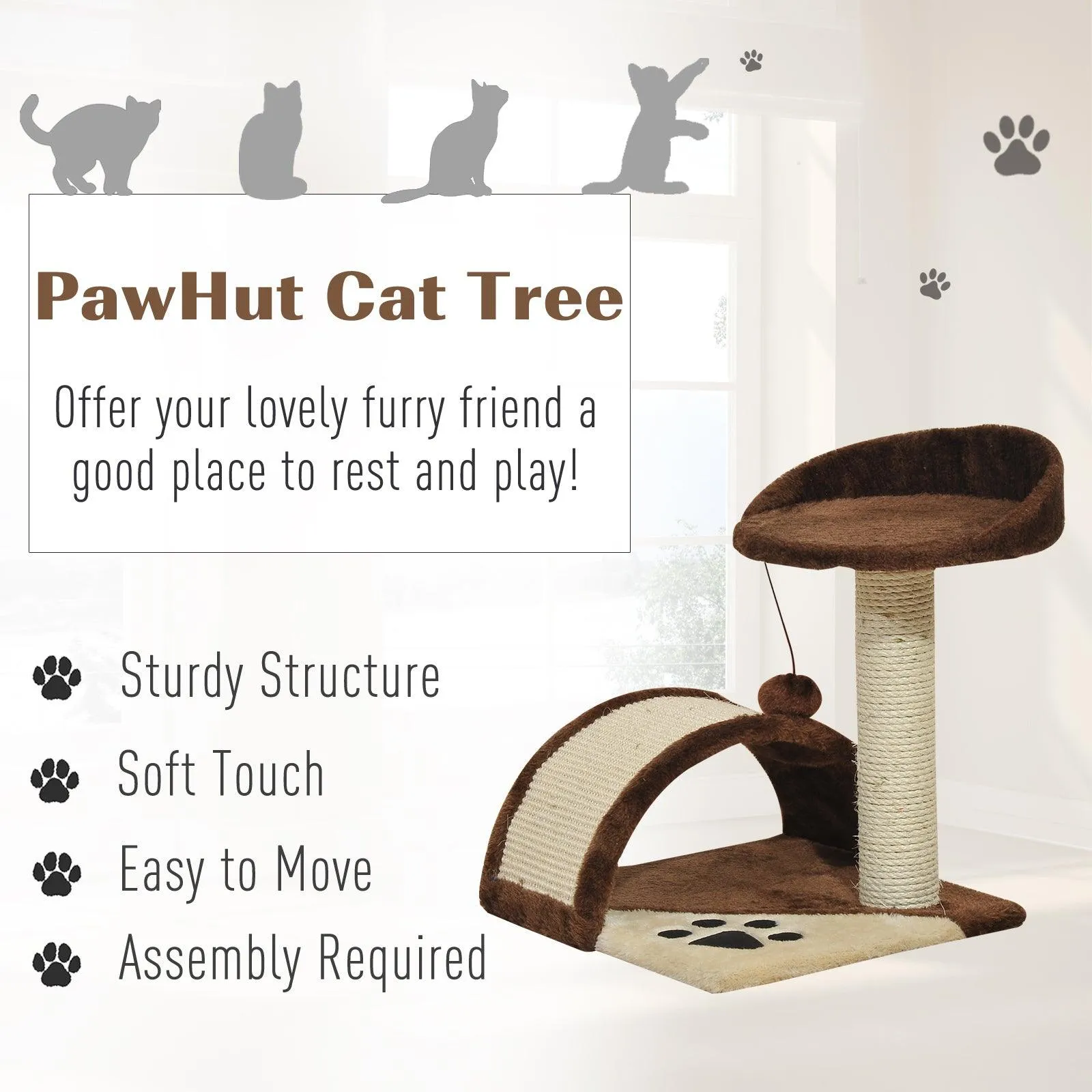 Cat Tree with Perch & Scratching Post - Brown