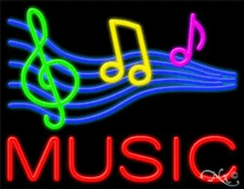 Music Handcrafted Energy Efficient Real Glasstube Neon Sign